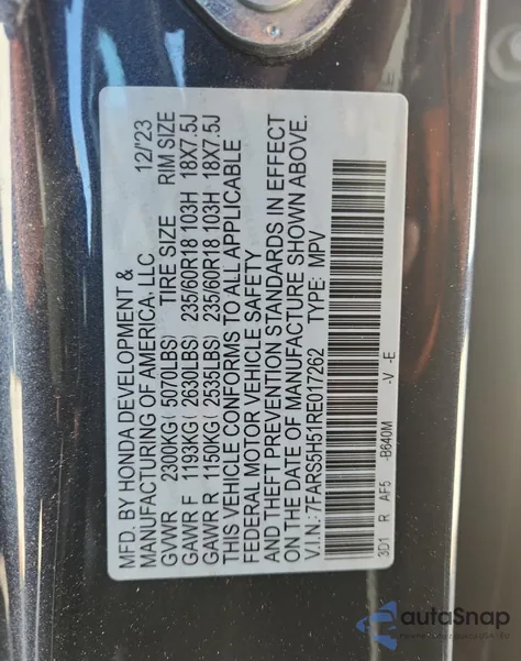 2024 Honda Cr-V Sport z USA, uszkodzony, nr VIN 7FARS5H51RE017262